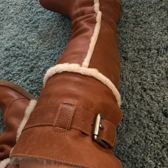Kors cognac Leather Shearling over-the-knee Boots - Picture 5 of 8